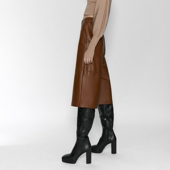 Zara Faux Leather Long Shorts - Picture 4 of 8